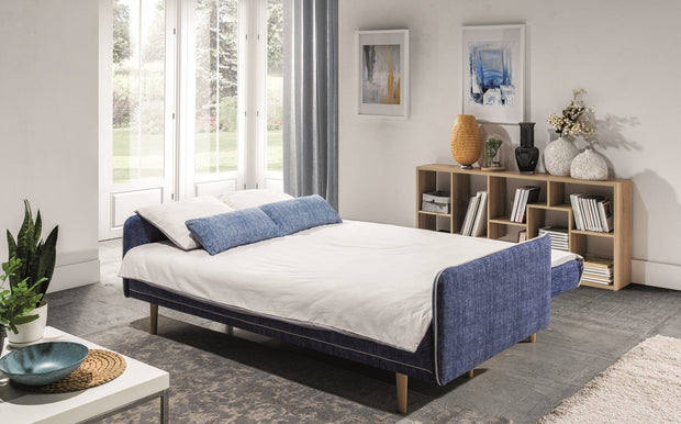 Divano Letto 2 posti in tessuto Sinuo Blu (1)