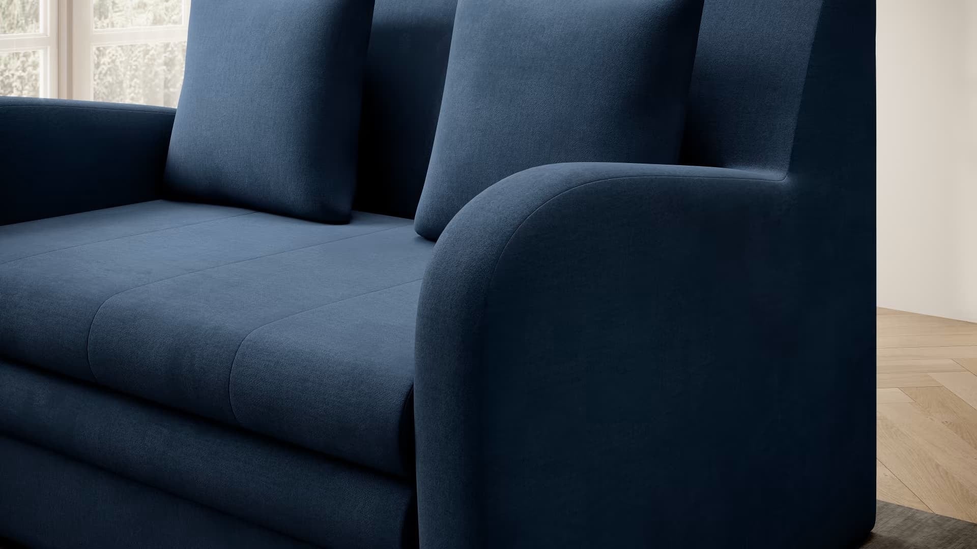 Eltap Divano Letto 2 posti in velluto con contenitore Ariola Plus Blu