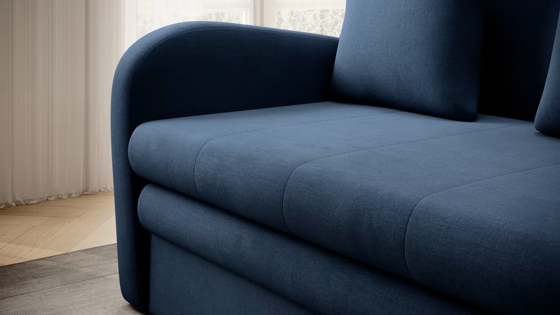 Eltap Divano Letto 2 posti in velluto con contenitore Ariola Plus Blu