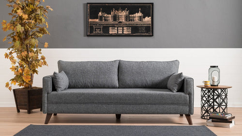Asir Divano Letto 3 posti in tessuto Bella Grigio