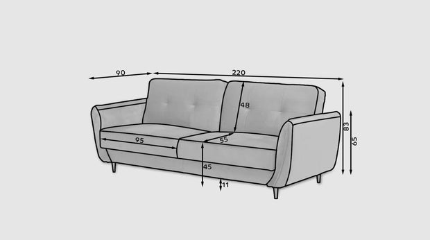 Eltap Divano Letto 3 posti in tessuto con contenitore Bellisima Plus Grigio
