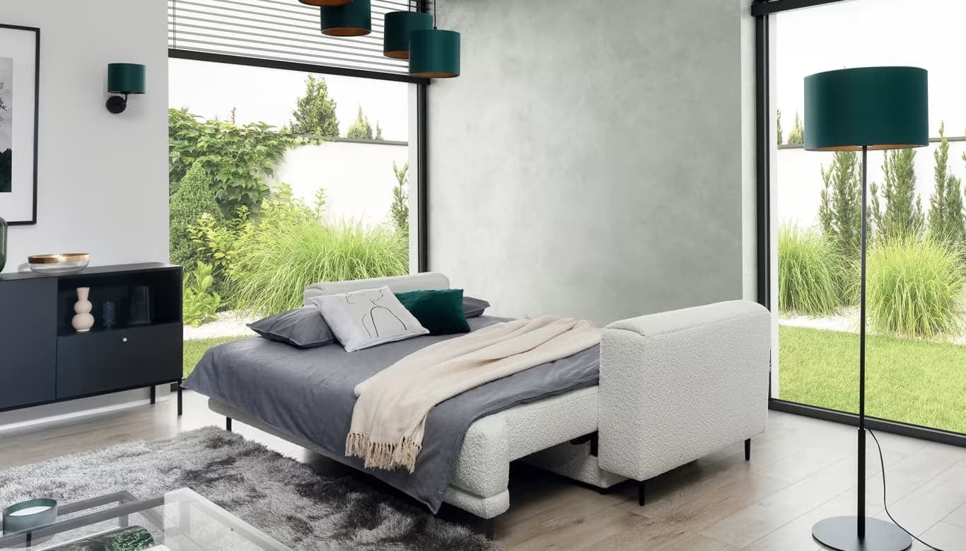 Eltap Divano Letto 3 posti in tessuto con contenitore Dalis Bianco