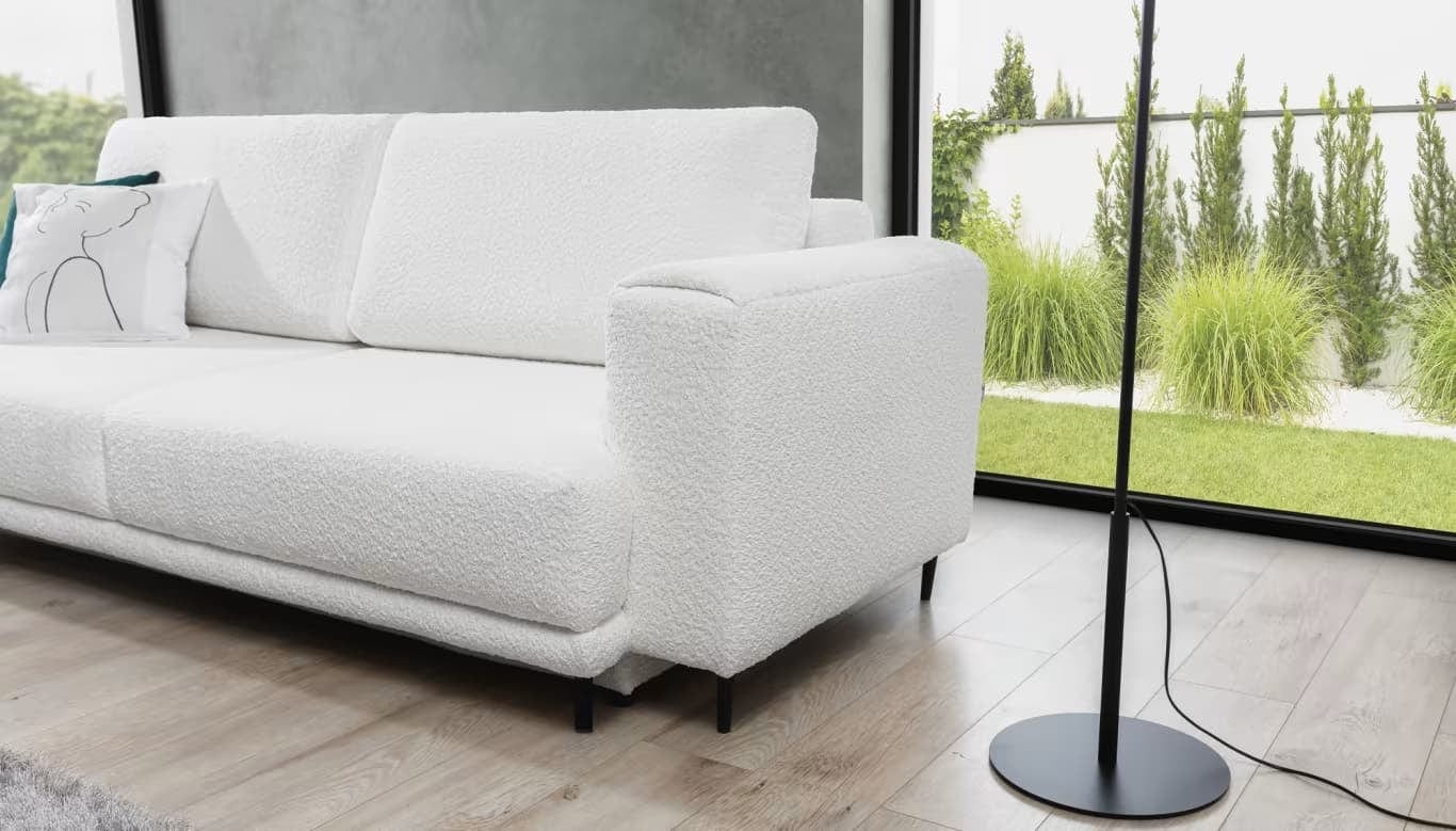 Eltap Divano Letto 3 posti in tessuto con contenitore Dalis Bianco