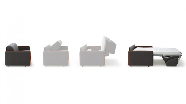 LeComfort Divano Letto 3 posti in tessuto con contenitore Modire Grigio