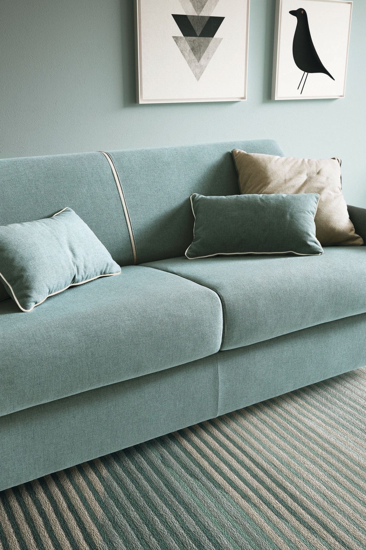 LeComfort Divano Letto 3 posti in tessuto con contenitore Noxar Verde