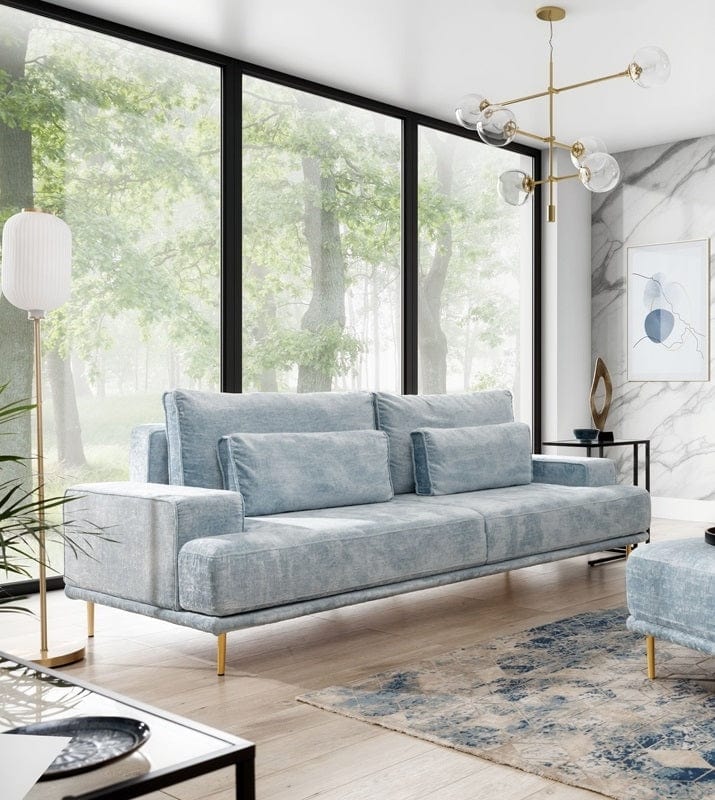 Bogart Divano Letto 3 posti in tessuto Nicole Blu