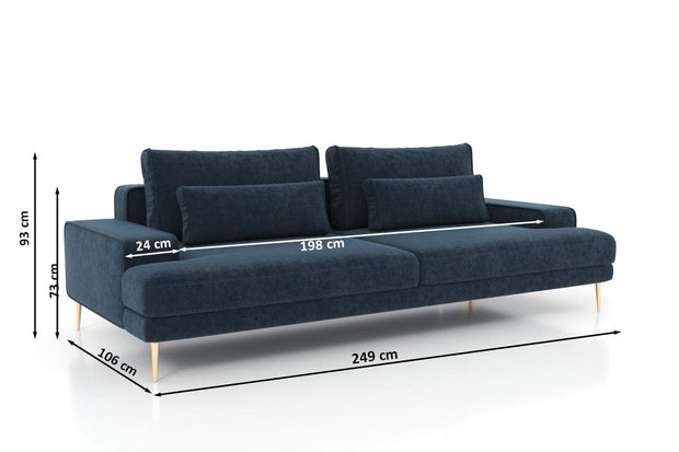Bogart Divano Letto 3 posti in tessuto Nicole Blu