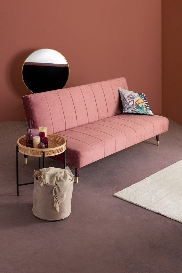 Bizzotto Divano Letto 3 posti in velluto Alma Rosa