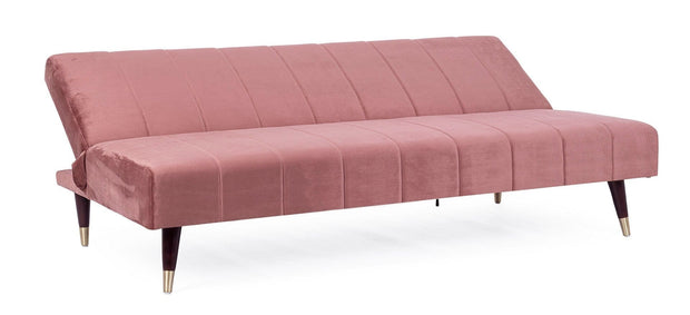 Bizzotto Divano Letto 3 posti in velluto Alma Rosa