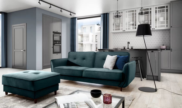 Divano Letto 3 posti in velluto con contenitore Bellisima Plus Blu