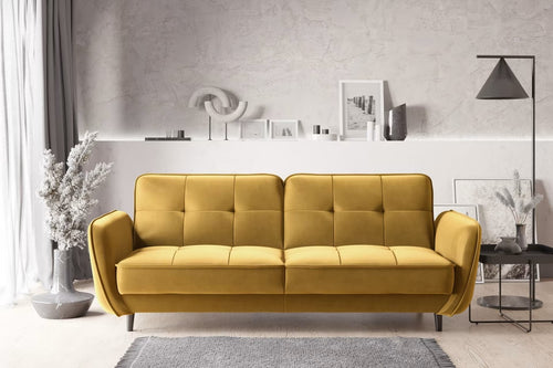 Eltap Divano Letto 3 posti in velluto con contenitore Bellisima Plus Giallo