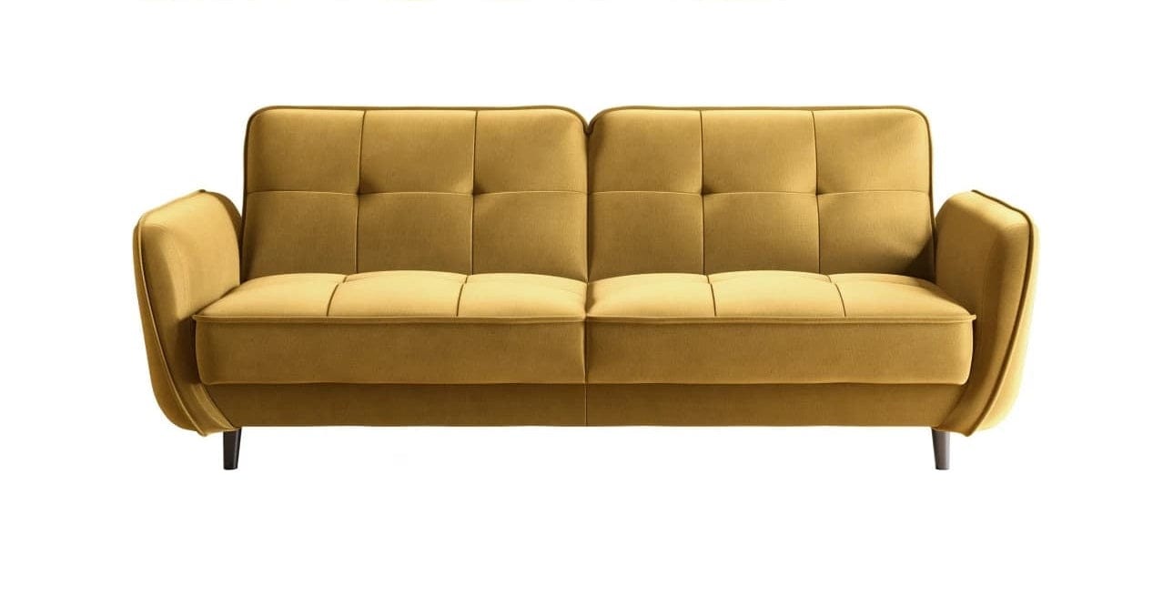 Eltap Divano Letto 3 posti in velluto con contenitore Bellisima Plus Giallo
