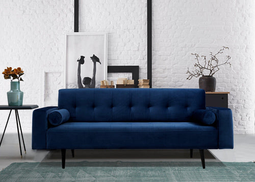 Asir Divano Letto 3 posti in velluto Derry Blu