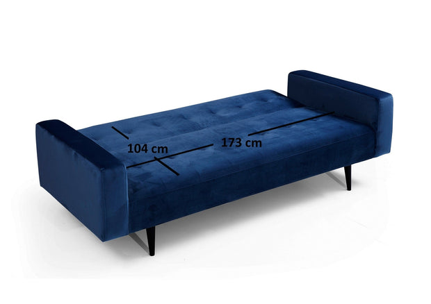 Asir Divano Letto 3 posti in velluto Derry Blu