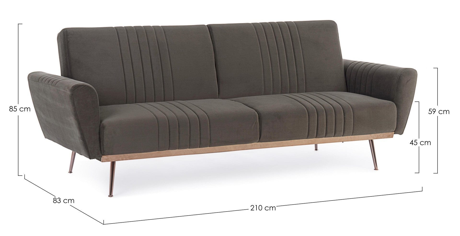 Bizzotto Divano Letto 3 posti in velluto Johnny Marrone