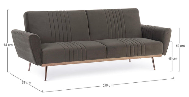 Bizzotto Divano Letto 3 posti in velluto Johnny Marrone