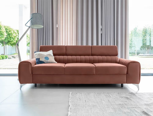 Eltap Divano Letto 3 posti in velluto Laurette Plus Rosa