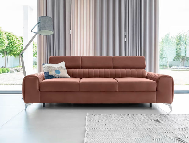 Eltap Divano Letto 3 posti in velluto Laurette Plus Rosa