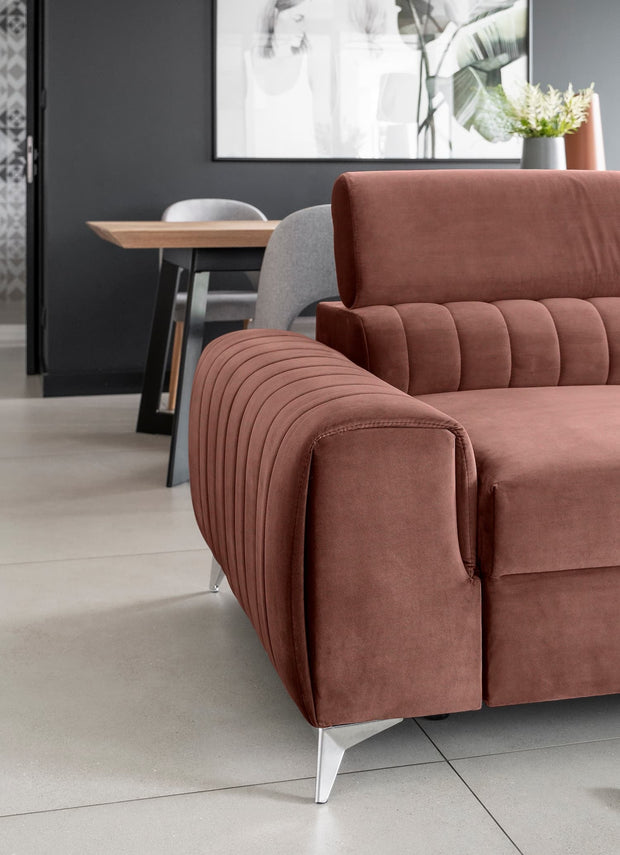 Eltap Divano Letto 3 posti in velluto Laurette Plus Rosa