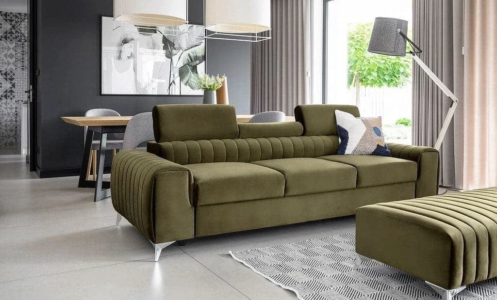 Eltap Divano Letto 3 posti in velluto Laurette Plus Verde