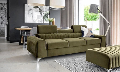 Eltap Divano Letto 3 posti in velluto Laurette Plus Verde