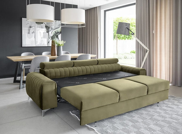 Eltap Divano Letto 3 posti in velluto Laurette Plus Verde