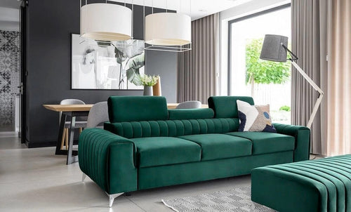 Eltap Divano Letto 3 posti in velluto Laurette Plus Verde