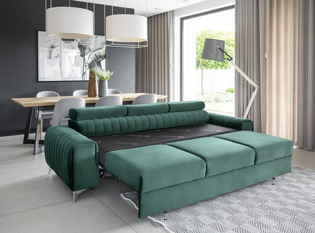 Eltap Divano Letto 3 posti in velluto Laurette Plus Verde