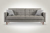 Serhat Divano letto con contenitore, imbottito in tessuto 3 posti Dallas Grey K1, l214xL84xH86 cm