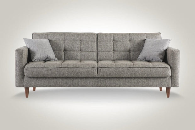 Serhat Divano letto con contenitore, imbottito in tessuto 3 posti Dallas Grey K1, l214xL84xH86 cm
