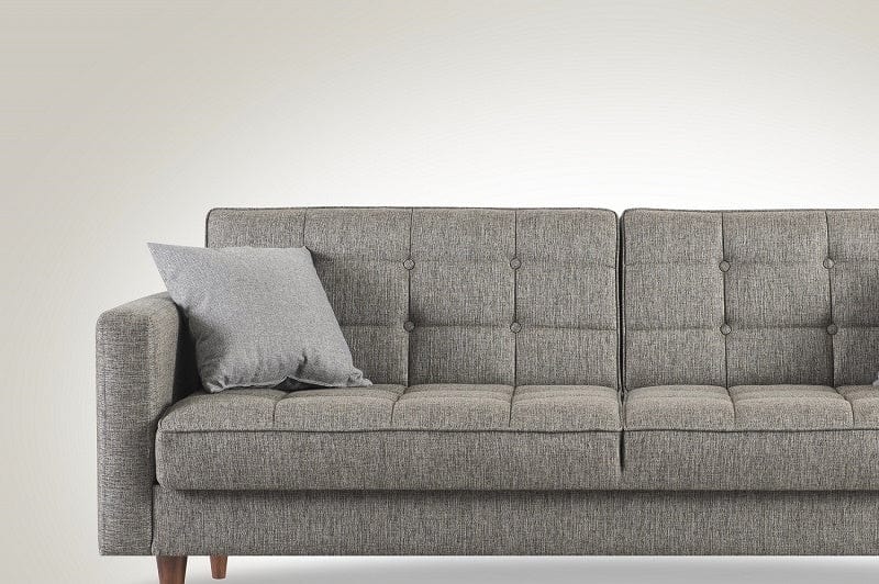 Serhat Divano letto con contenitore, imbottito in tessuto 3 posti Dallas Grey K1, l214xL84xH86 cm