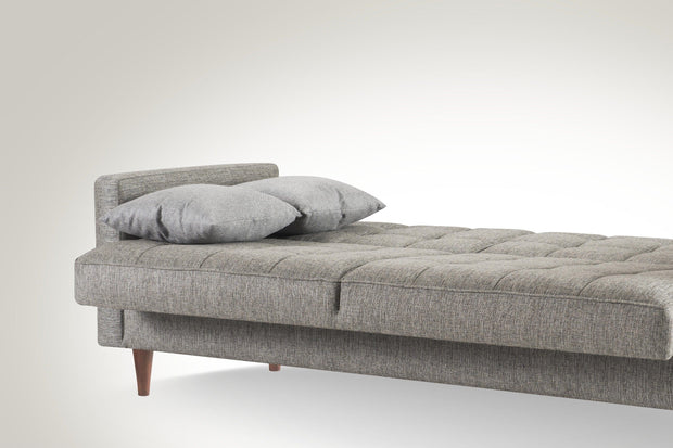 Serhat Divano letto con contenitore, imbottito in tessuto 3 posti Dallas Grey K1, l214xL84xH86 cm