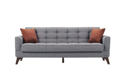 Serhat Divano letto con contenitore, imbottito in tessuto 3 posti Los Angeles Grey K2, L220xL84xH86 cm