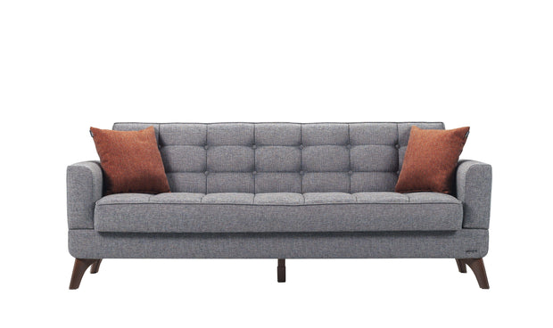 Serhat Divano letto con contenitore, imbottito in tessuto 3 posti Los Angeles Grey K2, L220xL84xH86 cm