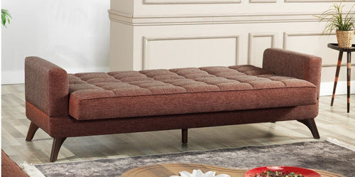 Serhat Divano letto con contenitore, imbottito in tessuto 3 posti Los Angeles Grey K2, L220xL84xH86 cm