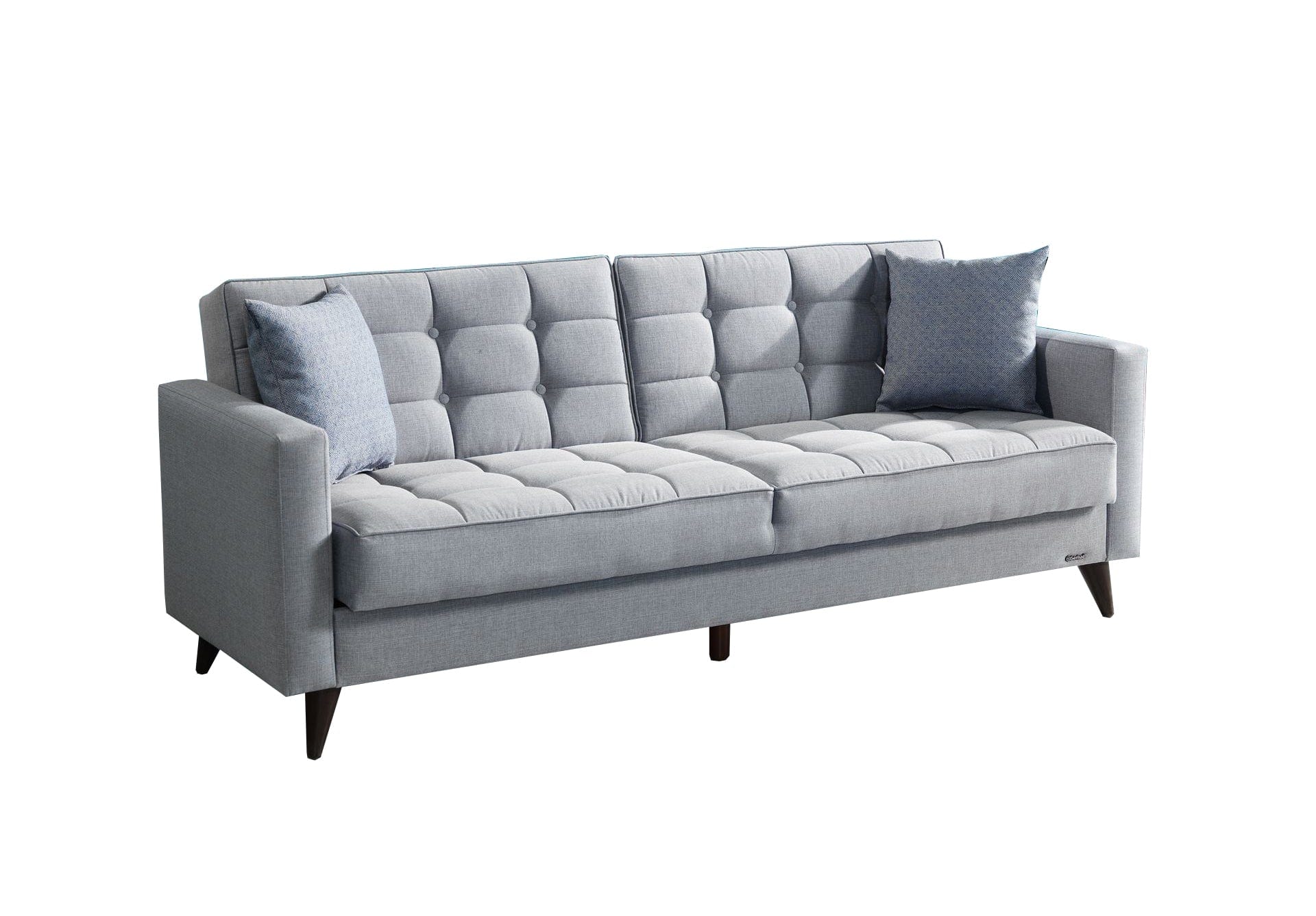 Serhat Divano letto con contenitore, imbottito in tessuto 3 posti Orlando Grey K1, l214xL84xH86 cm