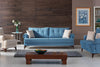 Serhat Divano letto imbottito, 3 posti Step Blue K1, l225xL92xH85 cm