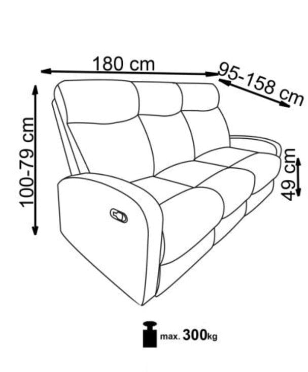 Halmar Divano Reclinabile a 3 posti in tessuto Osmond 3S Beige