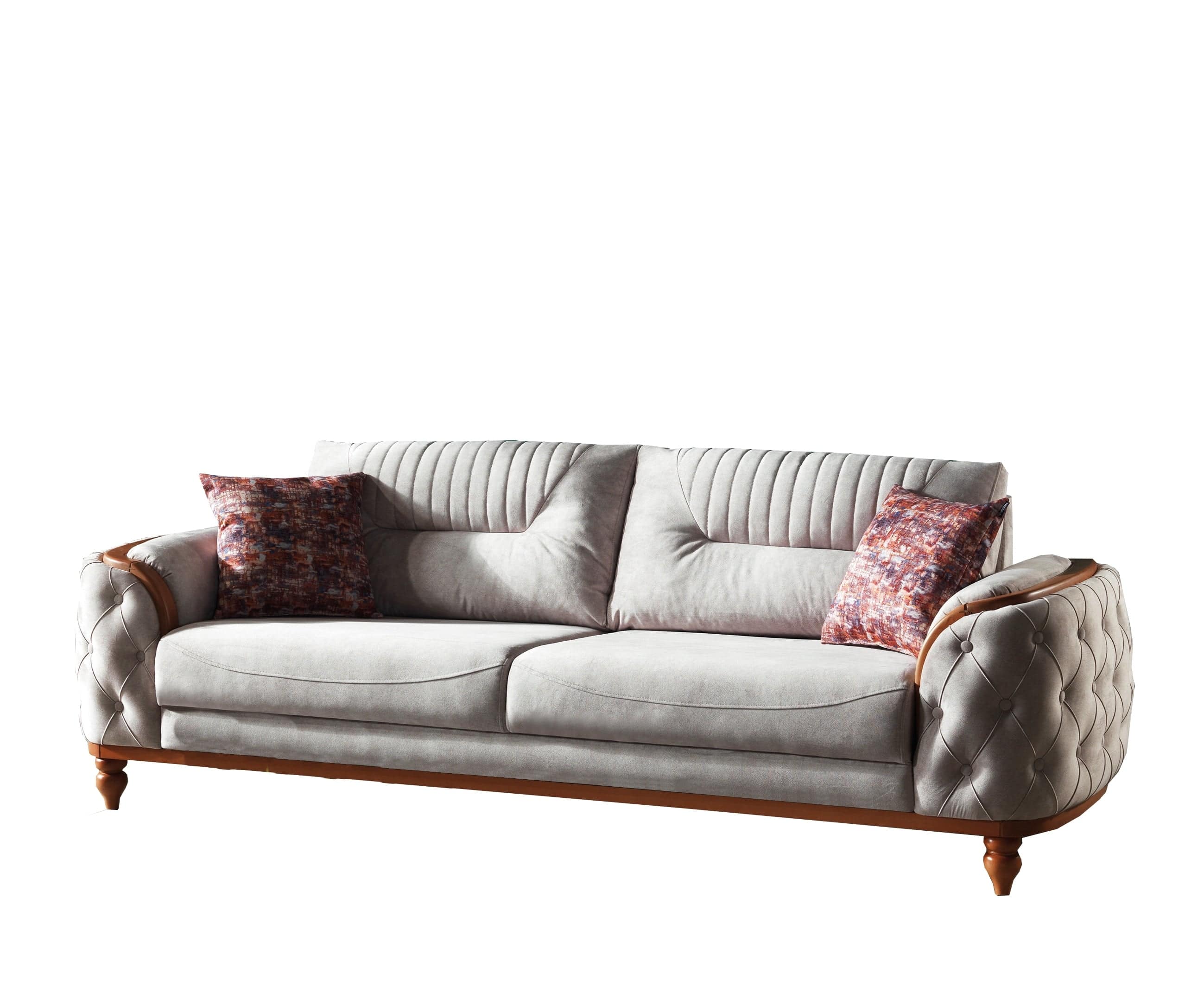 Serhat Divano rivestito in tessuto, 3 posti, con funzione letto per 1 persona Zenit Grey K1, l248xL96xH85 cm