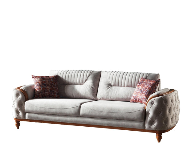 Serhat Divano rivestito in tessuto, 3 posti, con funzione letto per 1 persona Zenit Grey K1, l248xL96xH85 cm