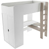 Letto a castello per bambini/adolescenti con scrivania, scaffale e armadio integrati om TO 01 Bianco, 90 x 200 cm
