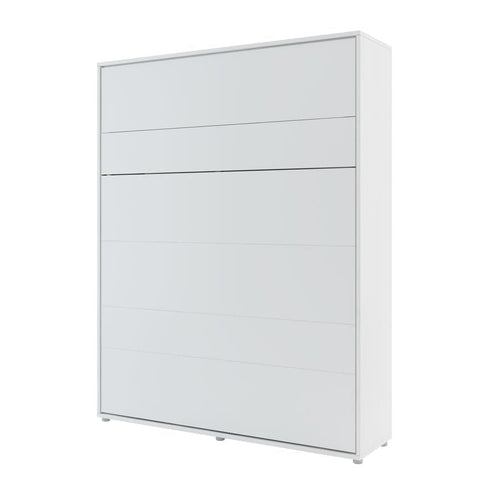 Letto a Scomparsa con meccanismo pneumatico, giroletto e 2 armadietti Bed Concept Verticale BC07 Bianco Opaco, 200 x 140 cm (1)