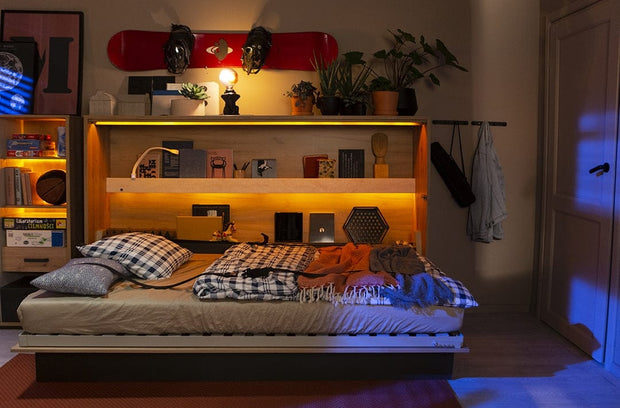Letto a Scomparsa per bambini/adolescenti con meccanismo pneumatico Concept Junior Orizzontale Quercia, 120 x 200 cm (5)