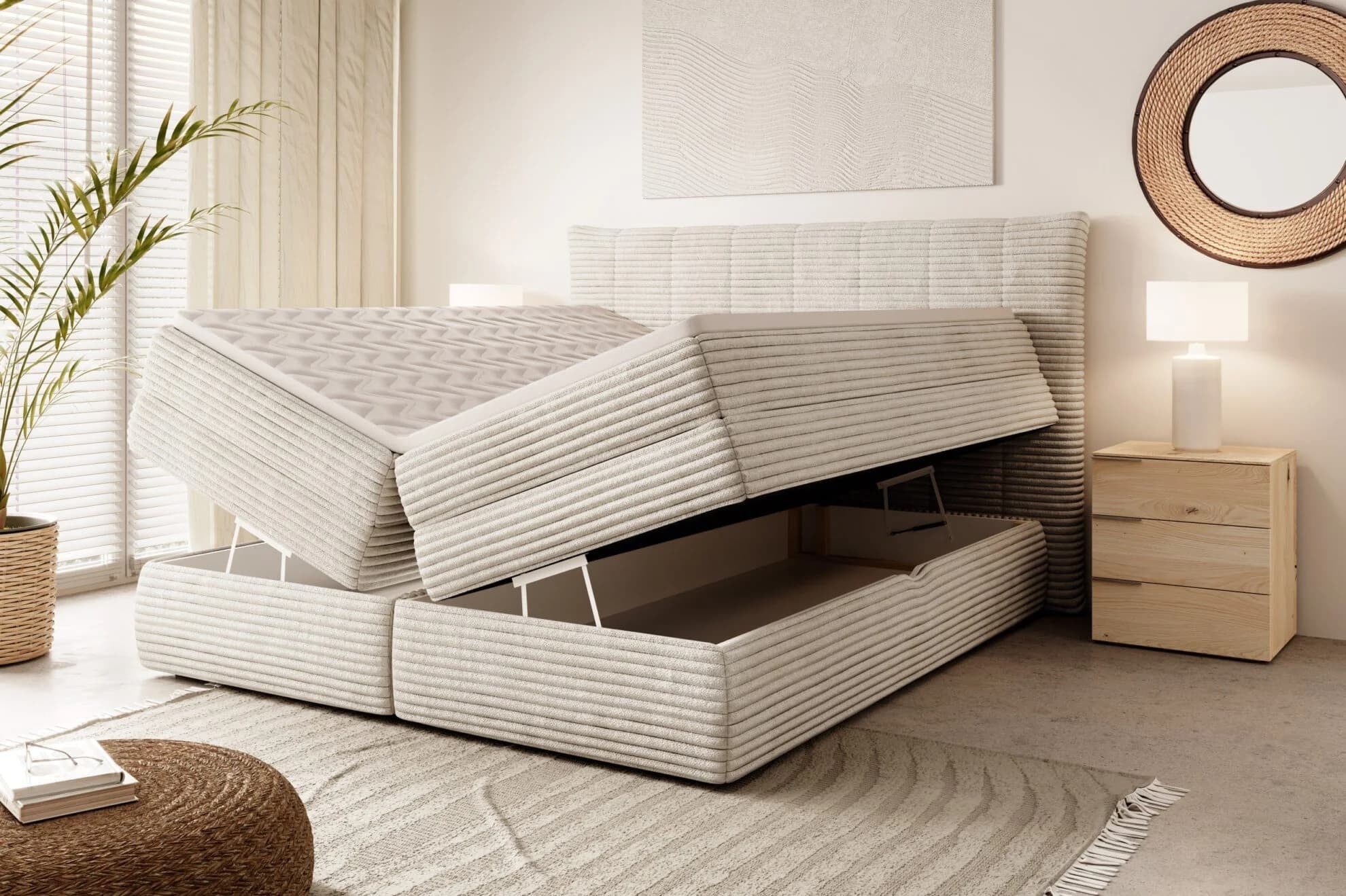 Letto Boxspring con contenitore Ambrosia Beige (1)