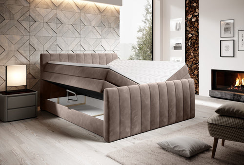 Letto Boxspring con contenitore Carino Marrone (1)