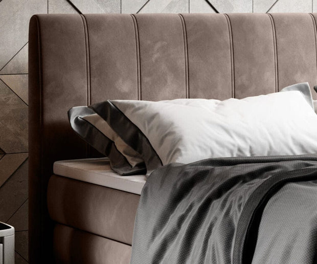 Letto Boxspring con contenitore Carino Marrone (3)