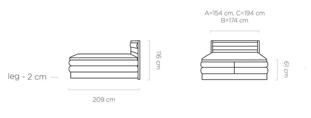 Letto Boxspring con contenitore Diorissimo Legno Grigio (7)