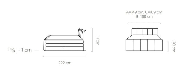 Letto Boxspring con contenitore Frescole Turchese (7)