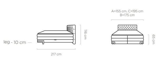 Letto Boxspring con contenitore Gondole Grigio (7)