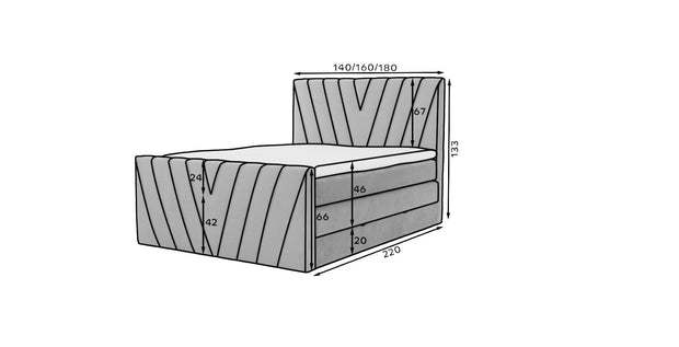 Letto Boxspring con contenitore in velluto Candys Nube (9)